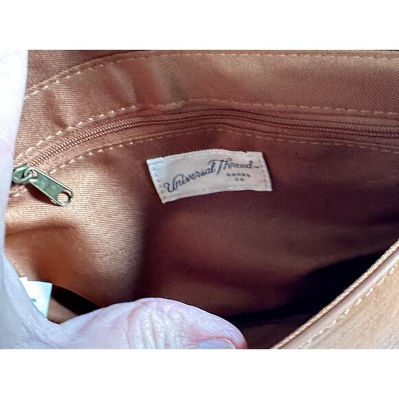 Universal Thread Crossbody Bag Womens Brown/Tan Purse Zip Closure Faux Suede - Picture 7 of 10